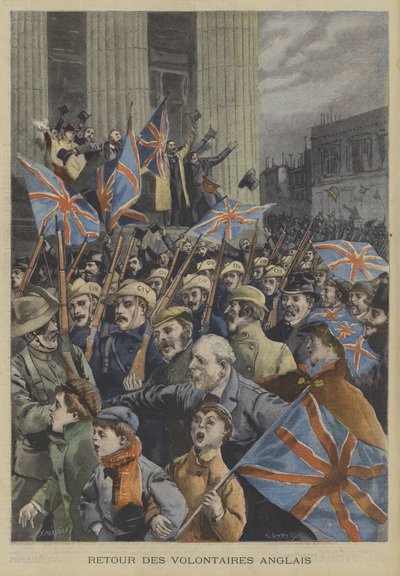 Soldater fra City of London Imperial Volunteers marsjerer gjennom London når de kommer tilbake fra Boerekrigen av Fortune Louis Meaulle
