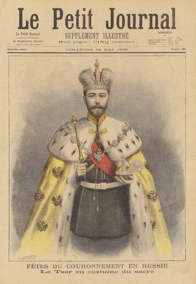 Tsar Nicholas II av Russland i sine kroningskapper av Fortune Louis Meaulle
