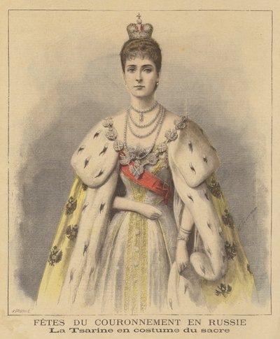 Tsarina Alexandra fra Russland i sine kroningskapper av Fortune Louis Meaulle