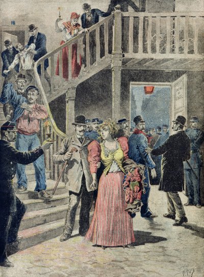 Arresten av prostituerte i parisiske hoteller, fra 'Le Petit Journal', 4. august 1895 av Fortune Louis Meaulle and Henri Meyer