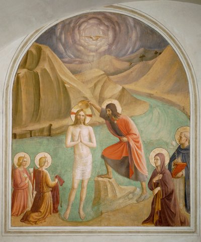 Cella 24: Kristus døpt (freske) av Fra (c.1387-1455) Angelico