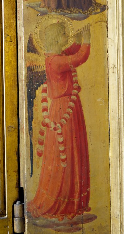Engel, der eine Trompete spielt (Detail) von Fra  Angelico