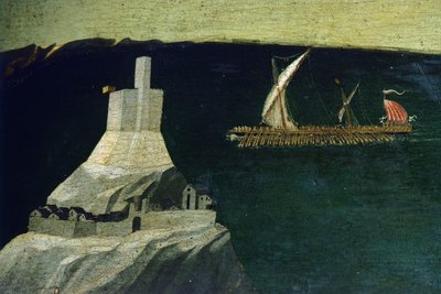 Båt, detalj fra Thebaid, ca 1418-1420 (tempera på panel) av Fra (c.1387 1455) Angelico