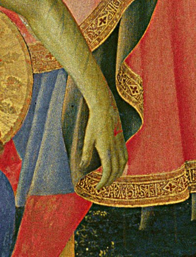 Detail des Santa Trinita Altarbildes, Rahmen und Giebel von Lorenzo Monaco, fertiggestellt ca. 1434 von Fra  Angelico