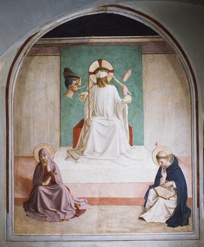 Die Verspottung Christi mit Maria und St. Dominikus von Fra  Angelico