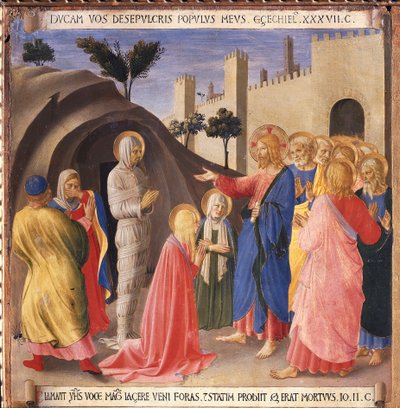 Die Auferweckung des Lazarus. Leben Christi, Armadio degli Argenti von Fra  Angelico