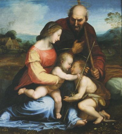 Den hellige familie og den hellige Johannes av Fra 1472-1517 Bartolommeo