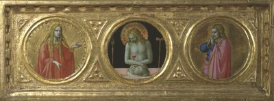 Kristus som sorgens mann flankert av Saint Mary Magdalena og Saint John the Evangelist av Fra Angelico