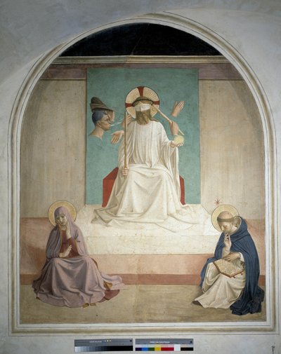 Kristus misliker jomfruen og den hellige Hieronymus. Fresco av Guido di Pietro av Fra Angelico