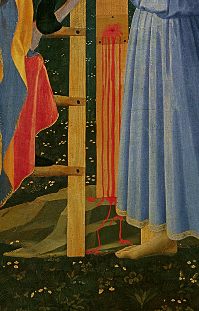 Detalj av Santa Trinita altertavle, ramme og tinder av Lorenzo Monaco av Fra Angelico