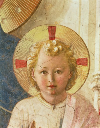 Detalj av Kristusbarnet fra Madonna delle Ombre Madonna of the Shadows, freskomaleri fra 1450 av Fra Angelico