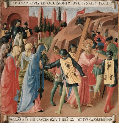 Historien om Kristi liv: klatringen til Golgata, bæren av korset av Fra Angelico