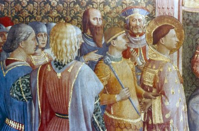St Laurence før Deciuss tribunal detalj, midten av 1400-tallet. av Fra Angelico