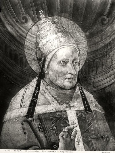 Alexander I (d.115) fra Det sixtinske kapell (freskomaleri) (s/hvitt-bilde) av Fra Diamante
