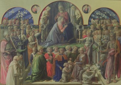 Kroning av jomfruen med hellige og engler, 1441-47 (tempera på panel) av Fra Filippo Lippi