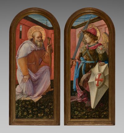 Panelpar fra en triptyk: Erkeengelen Michael og St. Anthony Abbed av Fra Filippo Lippi