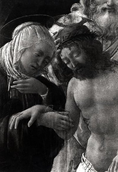 Gravleggingen, detalj av jomfruen og Kristus av Fra Filippo Lippi