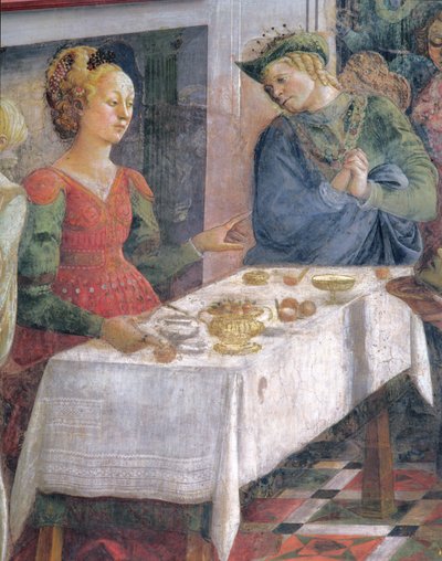 Herodes høytid; detalj som viser Herodius, fra freskosyklusen The Lives of SS. Stephen og døperen Johannes fra Capella dell"Assunta av Fra Filippo Lippi