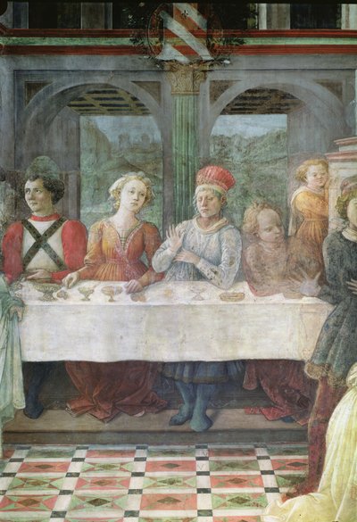 Herodes-festen: detalj av figurer ved sentralbordfreskomaleri, se også 60431 og 60432 av Fra Filippo Lippi