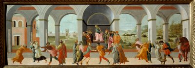 Tre scener fra historien til Virginia I 449 f.Kr. hevder Appius Claudius, decemvir under republikken Roma, Virginia (Verginia), datter av Centurion Virginius (Verginius) som han er forelsket i, som slaven sin. Ved å misbruke sin makt, gjør han henne til s av Fra Filippo Lippi