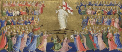 Kristus herliggjort i himmelrettens panel fra Fiesole San Domenico altertavle, ca. 1423-1424 av Fra Giovanni Angelico da Fiesole