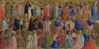 Jomfru Maria med apostlene og andre hellige panel fra Fiesole San Domenico altertavle, ca. 1423-1424 av Fra Giovanni Angelico da Fiesole