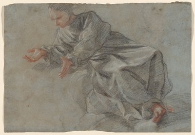 En munk sittende med utstrakte armer [Studie for jomfruen i visjonen til den salige Felice da Cantalice] av Fra Semplice da Verona