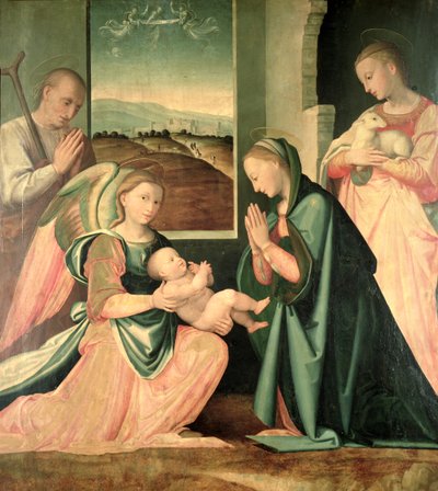 Den hellige familie med St. Agnes av Fra da Pistoia Paolino