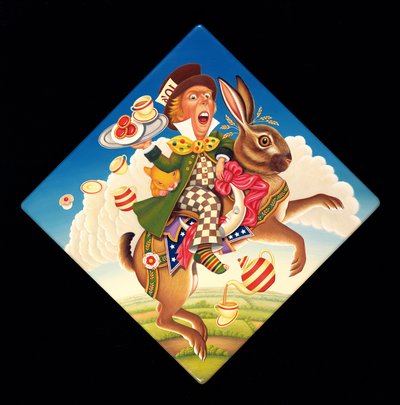 A Mad Tea Party, 2008 (olje og tempera på panel) av Frances Broomfield