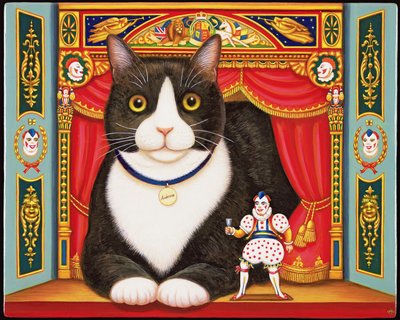 Ambrose the Theatre Cat, 2007 (olje og tempera på panel) av Frances Broomfield