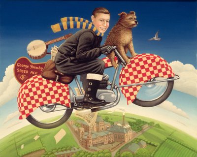 George Formby - Speed Ace, 1989 (olje og tempera på panel) av Frances Broomfield