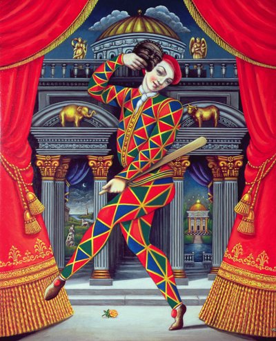 Harlequin at the Gates of Horn and Ivory, 2007 (olje og tempera på panel) av Frances Broomfield