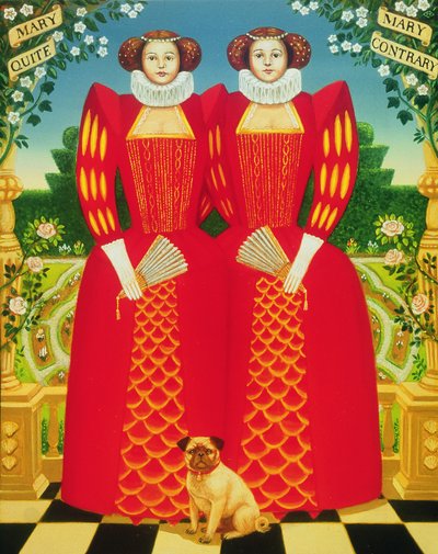 Mary Mary, 1995 (olje og tempera på panel) av Frances Broomfield