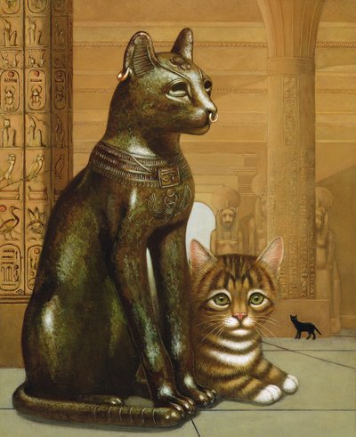 Mike the British Museum Kitten, 1995 (olje og tempera på panel) av Frances Broomfield