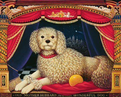 Old Mother Hubbards Wonderful Dog, 1998 (olje og tempera på panel) av Frances Broomfield