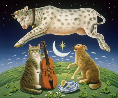 The Cat and the Fiddle, 2004 (olje og tempera på panel) av Frances Broomfield