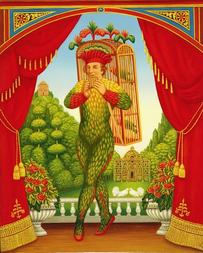 Tryllefløyten, 1998 (olje og tempera på panel) av Frances Broomfield