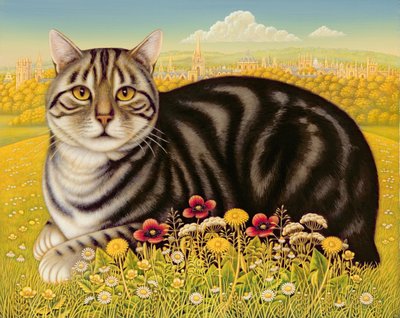 The Oxford Cat, 2001 (olje og tempera på panel) av Frances Broomfield