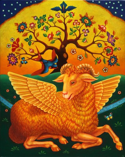 The Ram with the Golden Fleece, 2011 (oljer og tempera på panel) av Frances Broomfield