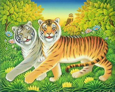 Tyger Tyger, 2002 (olje og tempera på panel) av Frances Broomfield