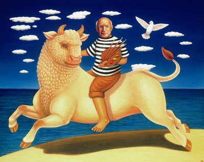 Yo Picasso, 2003 (olje og tempera på panel) av Frances Broomfield