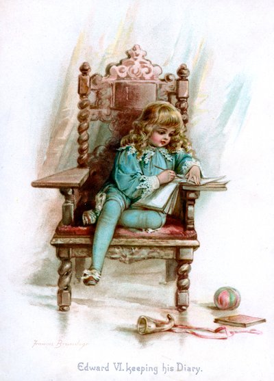 Edward VI, førte dagboken sin, 1897. av Frances Brundage