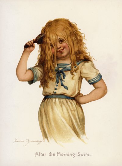 Jenter: Etter morgensvømmingen (farge litho) av Frances Brundage