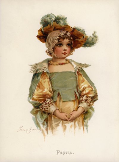 Jenter: Pepita (farge litho) av Frances Brundage