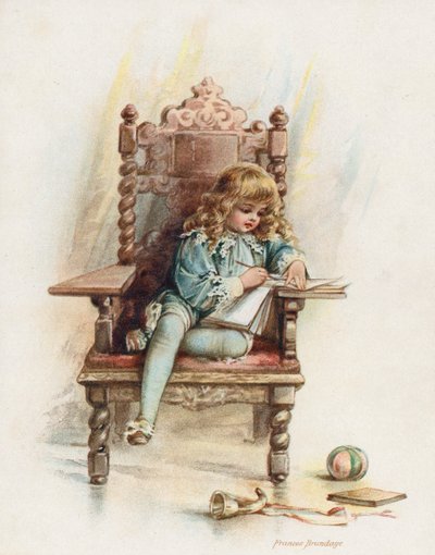 Kong Edward VI fører dagboken sin (kromolitho) av Frances Brundage