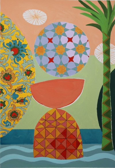 A Delicate Balance, 2022 (akryl på arkivakvarellpapir) av Frances Ferdinands