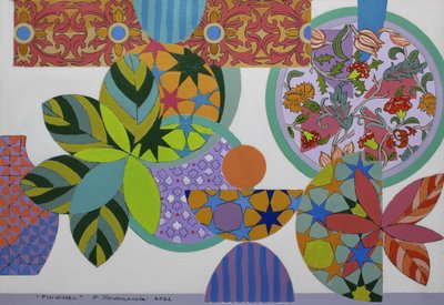 Pinwheel, 2022 (akryl på arkivakvarellpapir) av Frances Ferdinands