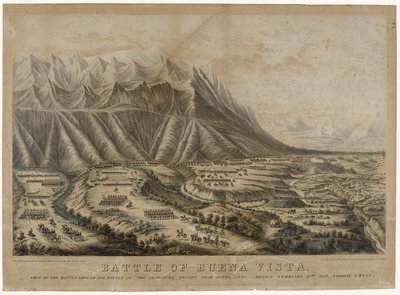 Slaget ved Buena Vista, 1847 (kromolitografi på vevd papir) av Frances Flora Bond Palmer