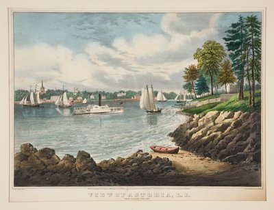 Utsikt over Astoria, L.I. fra New York-siden av Frances Flora Bond Palmer