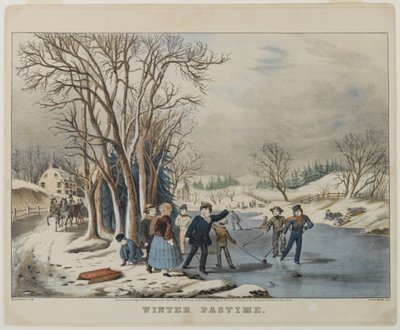 Winter Pastime, gravert av Nathanial Currier (1813-88), 1855 (håndfarget litho) av Frances Flora Bond Palmer